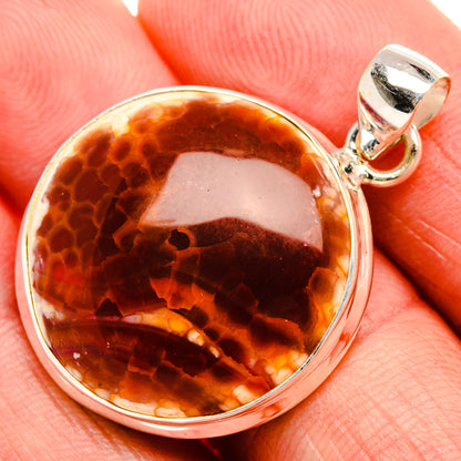 Fire Crab Agate 925 Sterling Silver Pendant 1 1/2" (925 Sterling Silver) PD38407