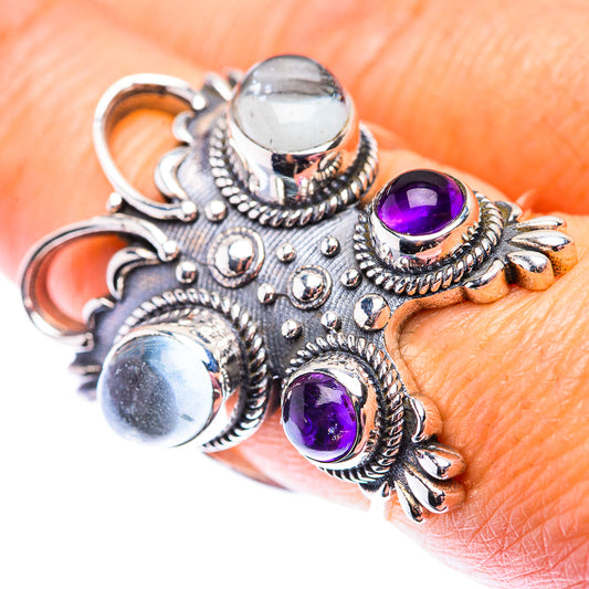Large Aquamarine, Amethyst Ring Size 7 (925 Sterling Silver) RING140215