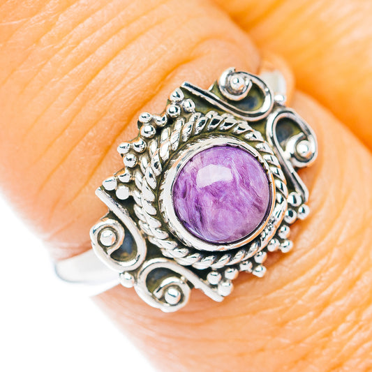 Southwestern Style Charoite Ring Size 7.75 (.925 Sterling Silver)