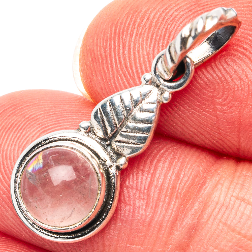 Dainty Rose Quartz Pendant 1 1/8" (.925 Sterling Silver)