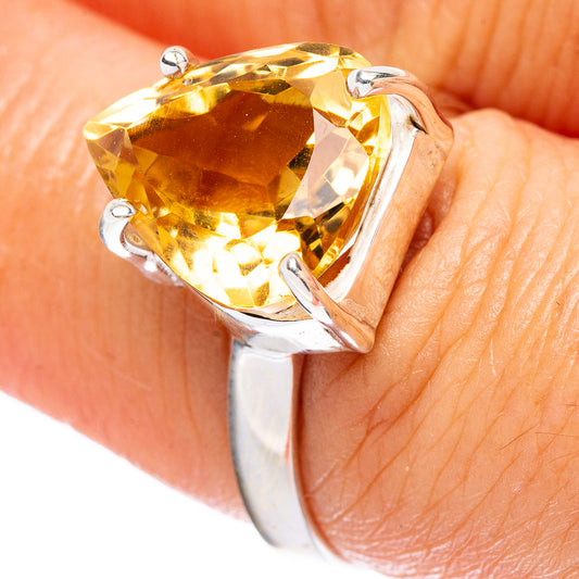 Faceted Citrine Ring Size 7 (925 Sterling Silver) R4592