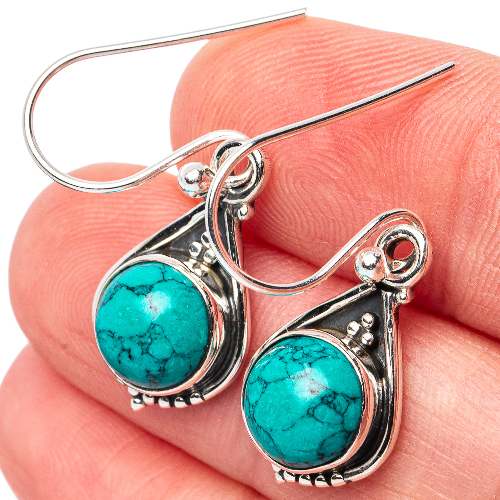 Turquoise Howlite Earrings 1 1/4" (925 Sterling Silver) E3104