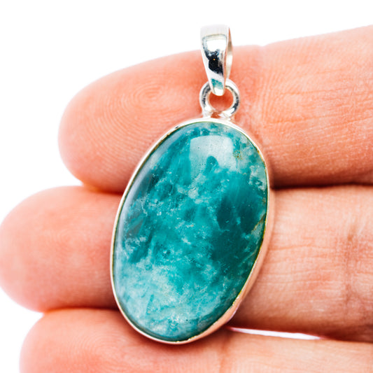 Fire Amazonite Pendant 1 3/8" (.925 Sterling Silver)