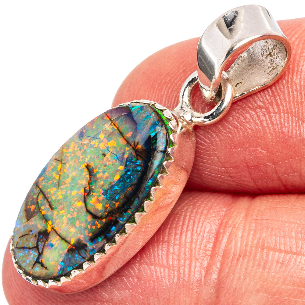 Rare Sterling Opal Pendant 1 1/4" (.925 Sterling Silver)