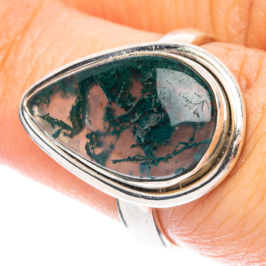 Green Moss Agate Ring Size 6.75 (925 Sterling Silver) R4934