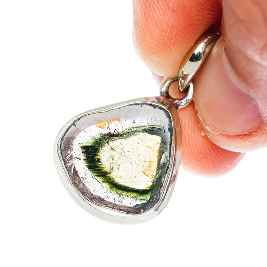 Watermelon Tourmaline Pendant 1 1/8" (German Silver)
