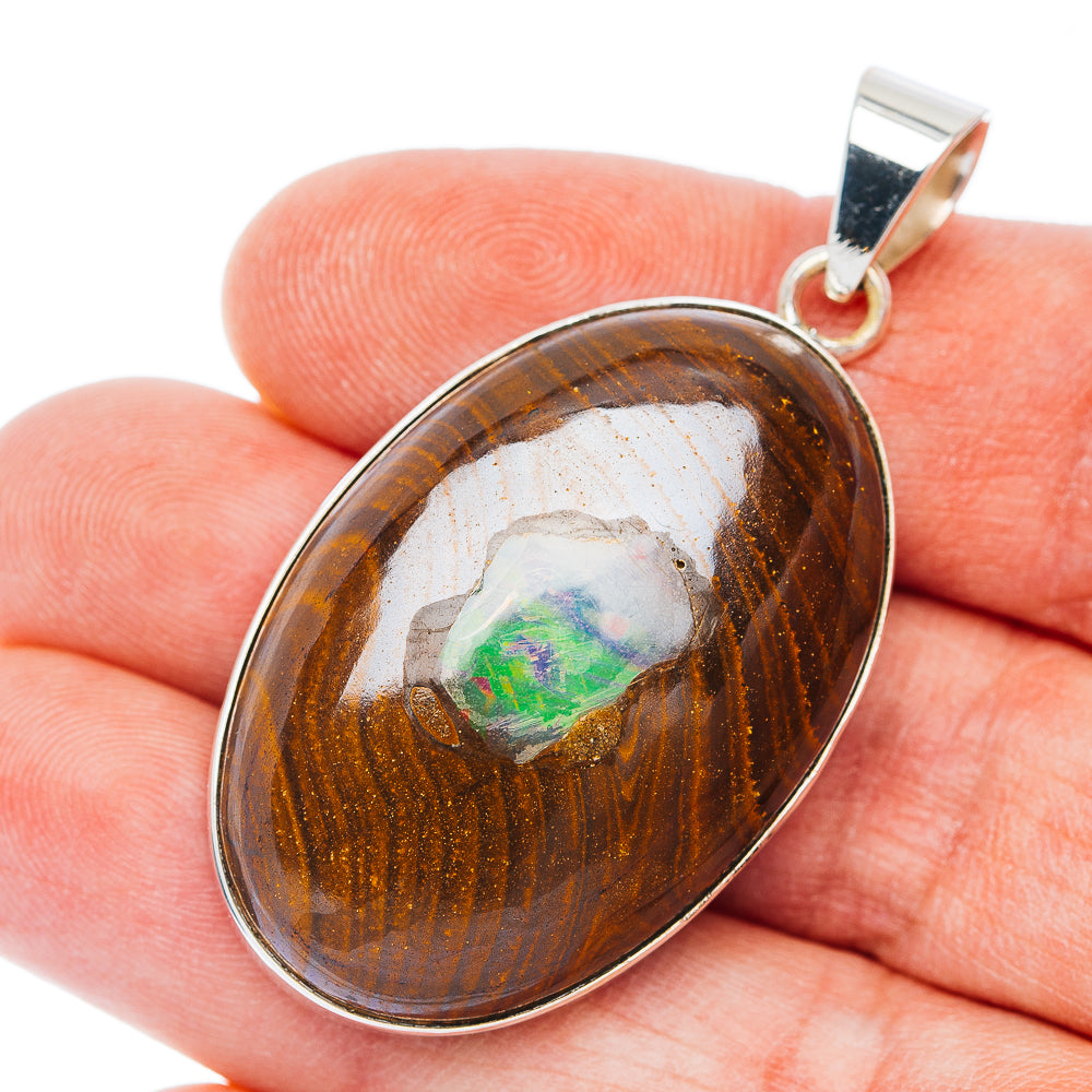 Premium Boulder Opal Pendant 2" (.925 Sterling Silver)