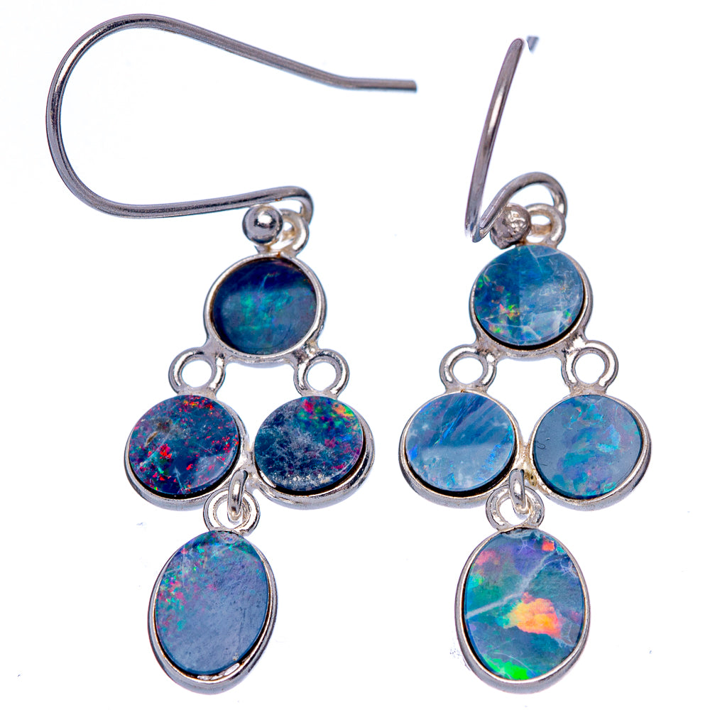 Rare Triplet Opal Earrings 1 5/8" (925 Sterling Silver) E433343