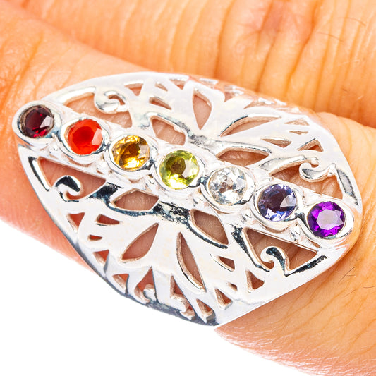 Rainbow Chakra 925 Sterling Silver Ring Size 6.75 (925 Sterling Silver) R6072