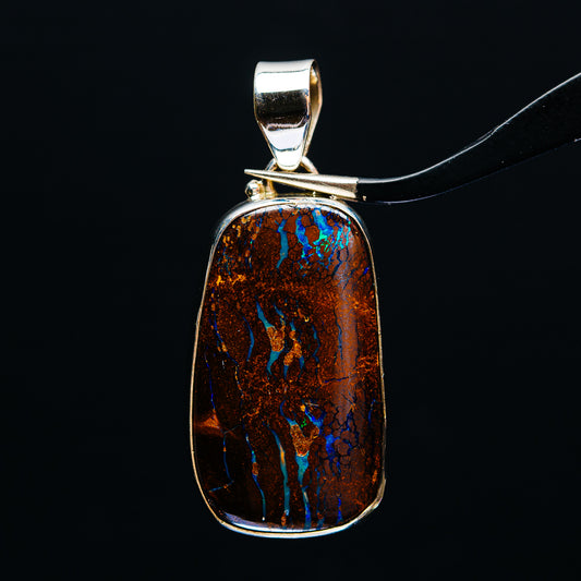 Premium Australian Boulder Opal Pendant 1 3/4" (.925 Sterling Silver)