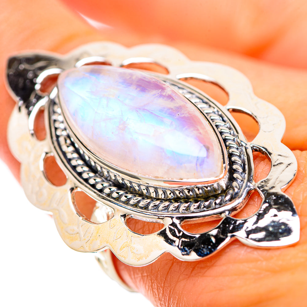Signature Large Rainbow Moonstone Ring Size 9 (925 Sterling Silver) RING138270