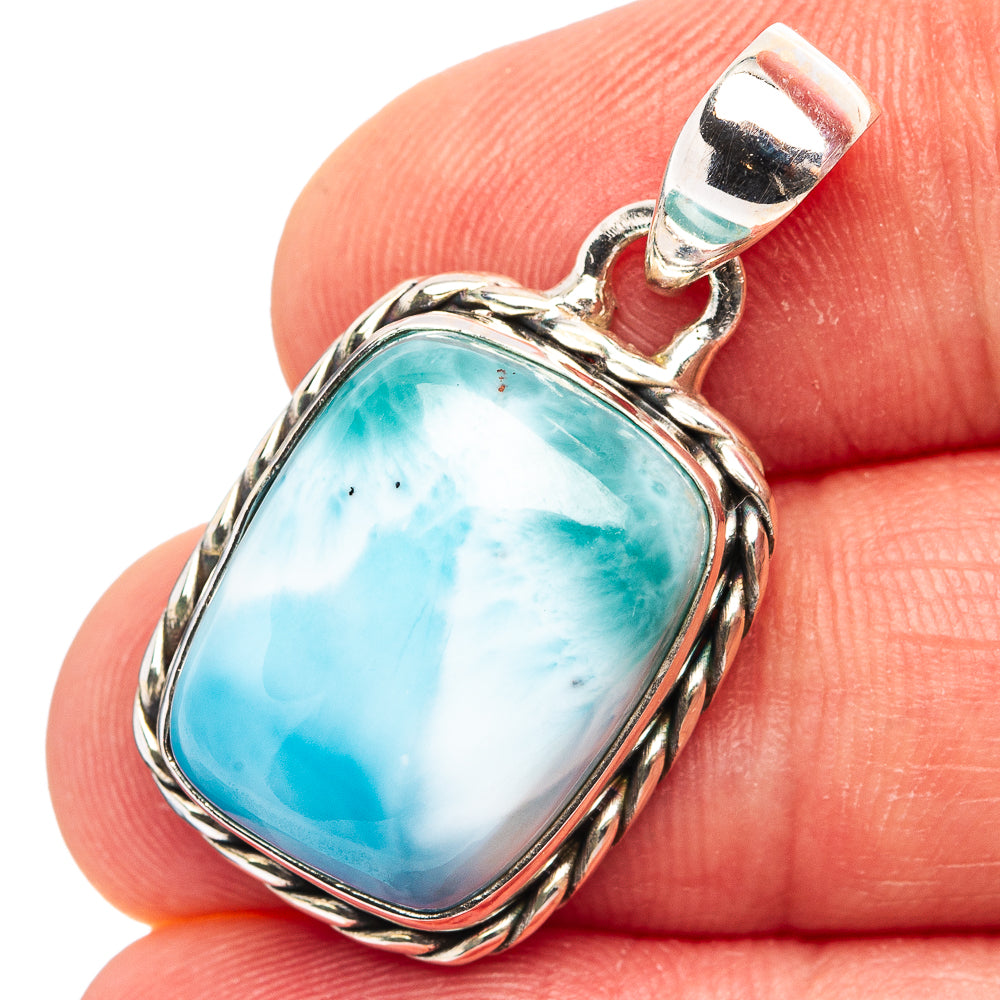 Premium Larimar Pendant 1 1/4" (.925 Sterling Silver)