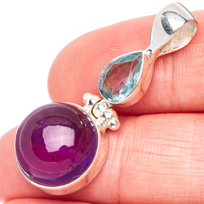 Amethyst, Blue Topaz Pendant 1 3/8" (925 Sterling Silver) P41141
