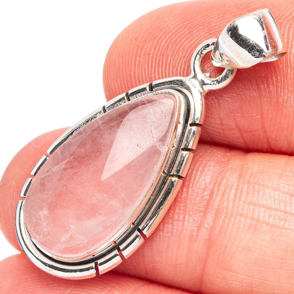 Rose Quartz Pendant 1 3/8" (925 Sterling Silver) P43496