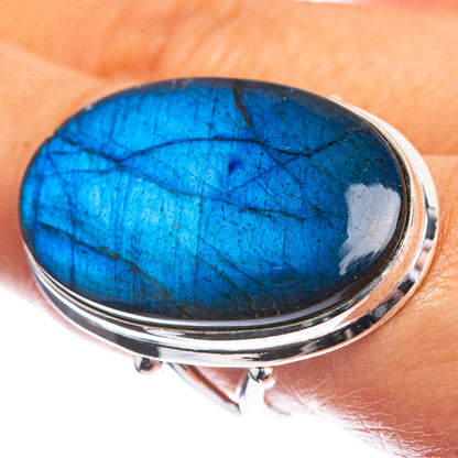 Large Labradorite 925 Sterling Silver Ring Size 9.5