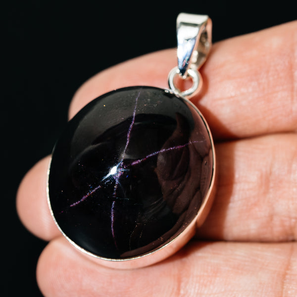 Premium Large Star Garnet Pendant 1 3/4" (.925 Sterling Silver)