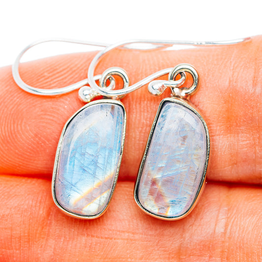 Rainbow Moonstone Earrings 1 1/8" (German Silver)
