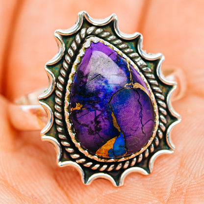 Southwestern Style Purple Copper Turquoise Ring Size 9 (.925 Sterling Silver)