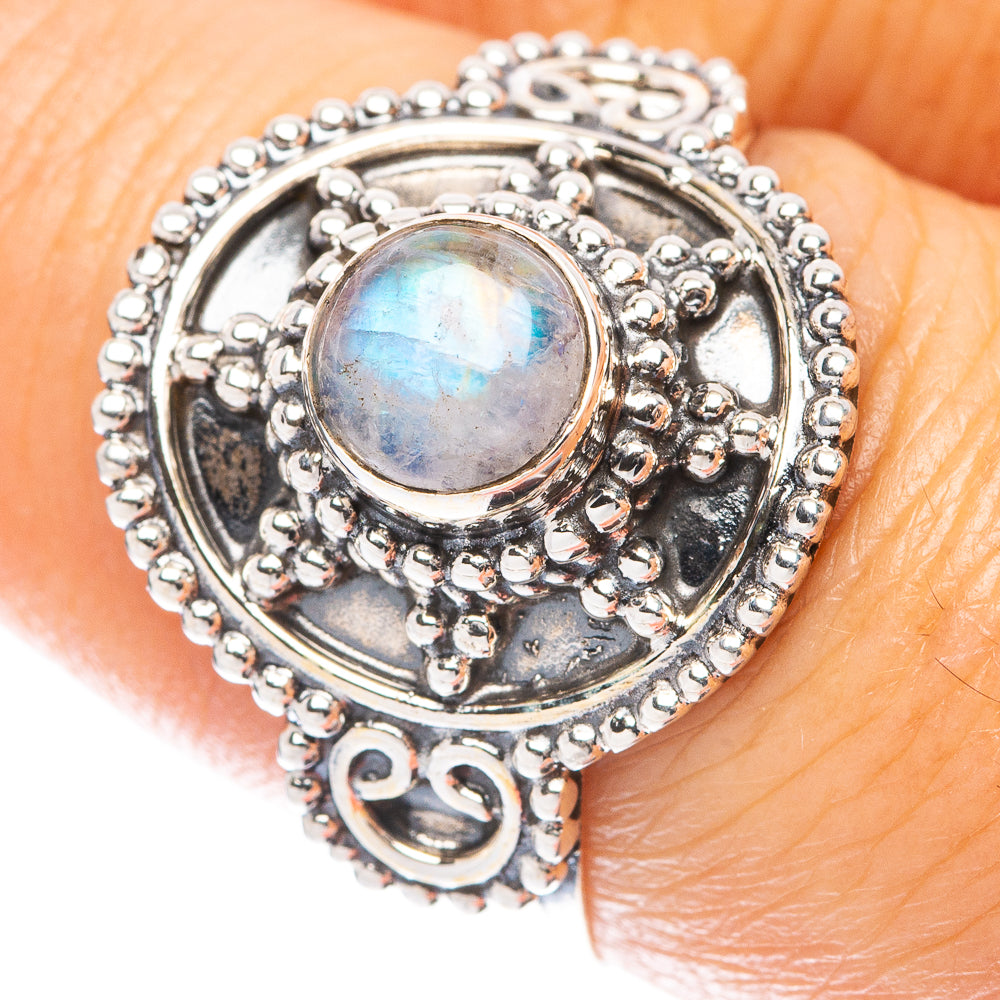 Rainbow Moonstone Ring Size 8 (925 Sterling Silver) R5559