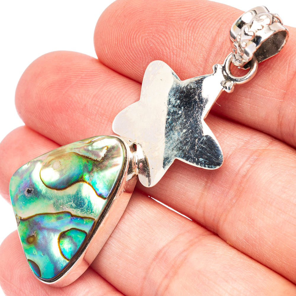 Abalone Shell Star Pendant 2 1/8" (925 Sterling Silver) P44479