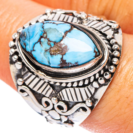 Rare Golden Hills Turquoise Ring Size 8.75 (925 Sterling Silver) R4603