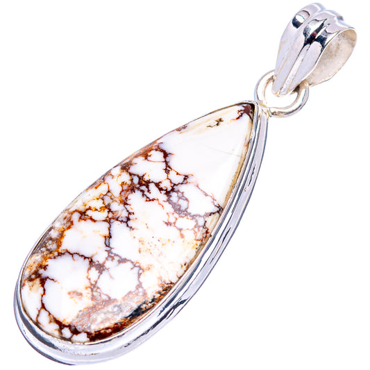 Teardrop jasper pendant with white and rust-brown matrix, silver bezel and loop bail