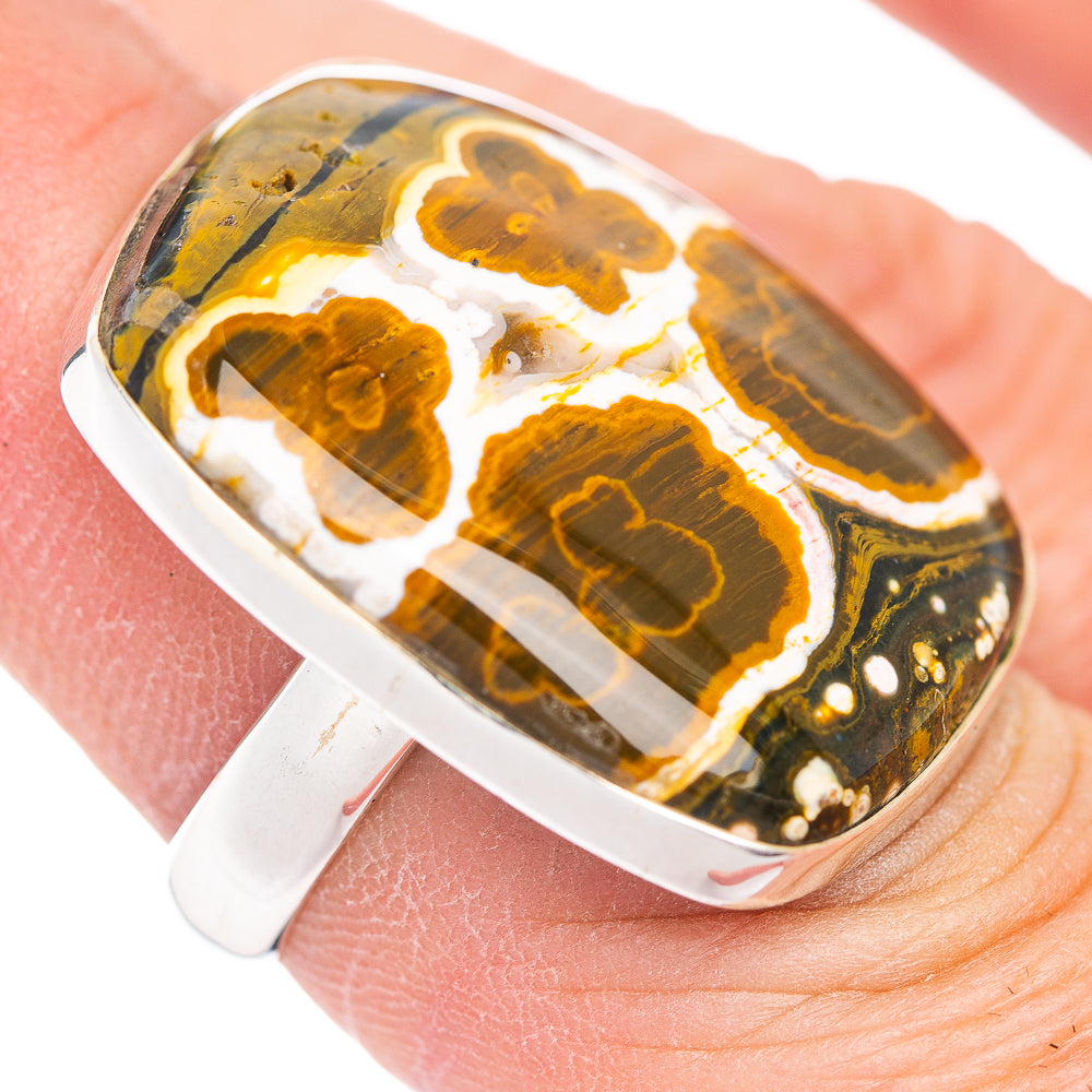 Large Premium Ocean Jasper Ring Size 7 Adjustable (.925 Sterling Silver)