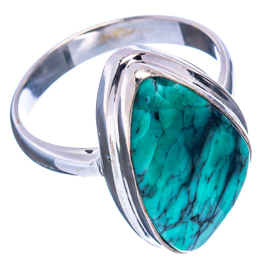 Sterling silver ring with oval turquoise variscite stone, raised bezel and band