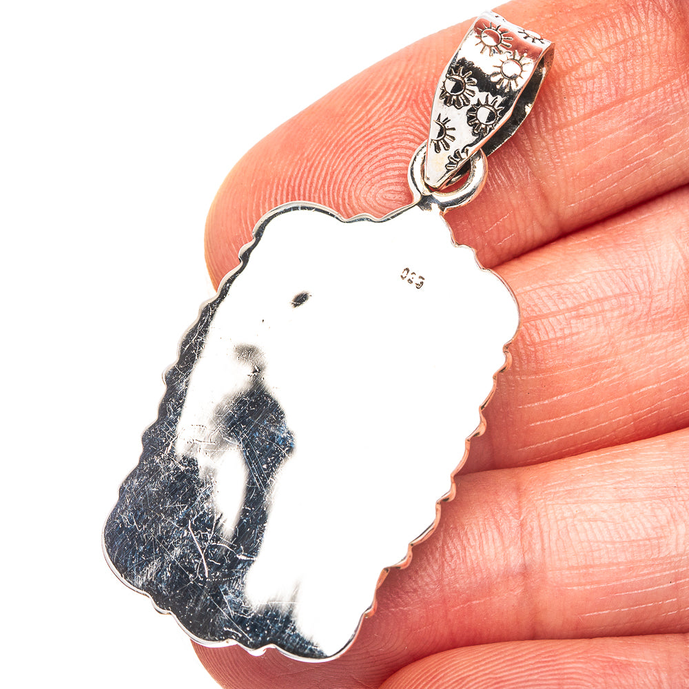 Exclusive Southwestern Style Hubei Turquoise Pendant 1 7/8" (.925 Sterling Silver)