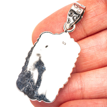 Exclusive Southwestern Style Hubei Turquoise Pendant 1 7/8" (.925 Sterling Silver)