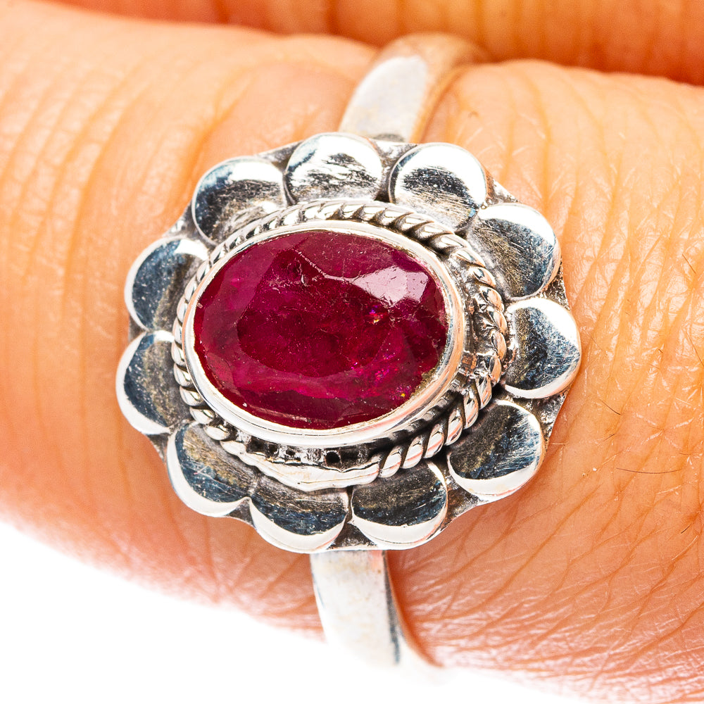Red Sillimanite Dainty Ring Size 7.75 (925 Sterling Silver) R5729