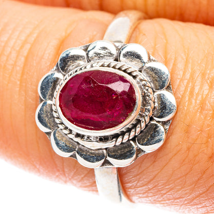 Red Sillimanite Dainty Ring Size 7.75 (925 Sterling Silver) R5729