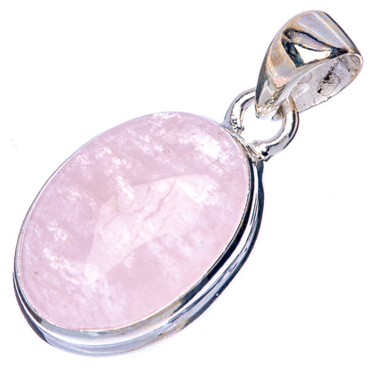 Oval morganite pendant in 925 sterling silver, pink gemstone with top loop bail