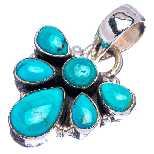 Sterling silver turquoise cluster pendant with 7 oval teardrop cabochons and top bail