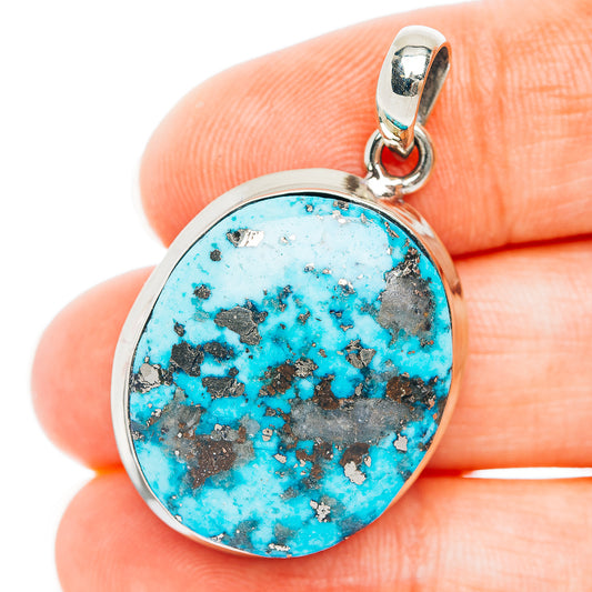 Persian Turquoise Pendant 1 3/8" (German Silver)