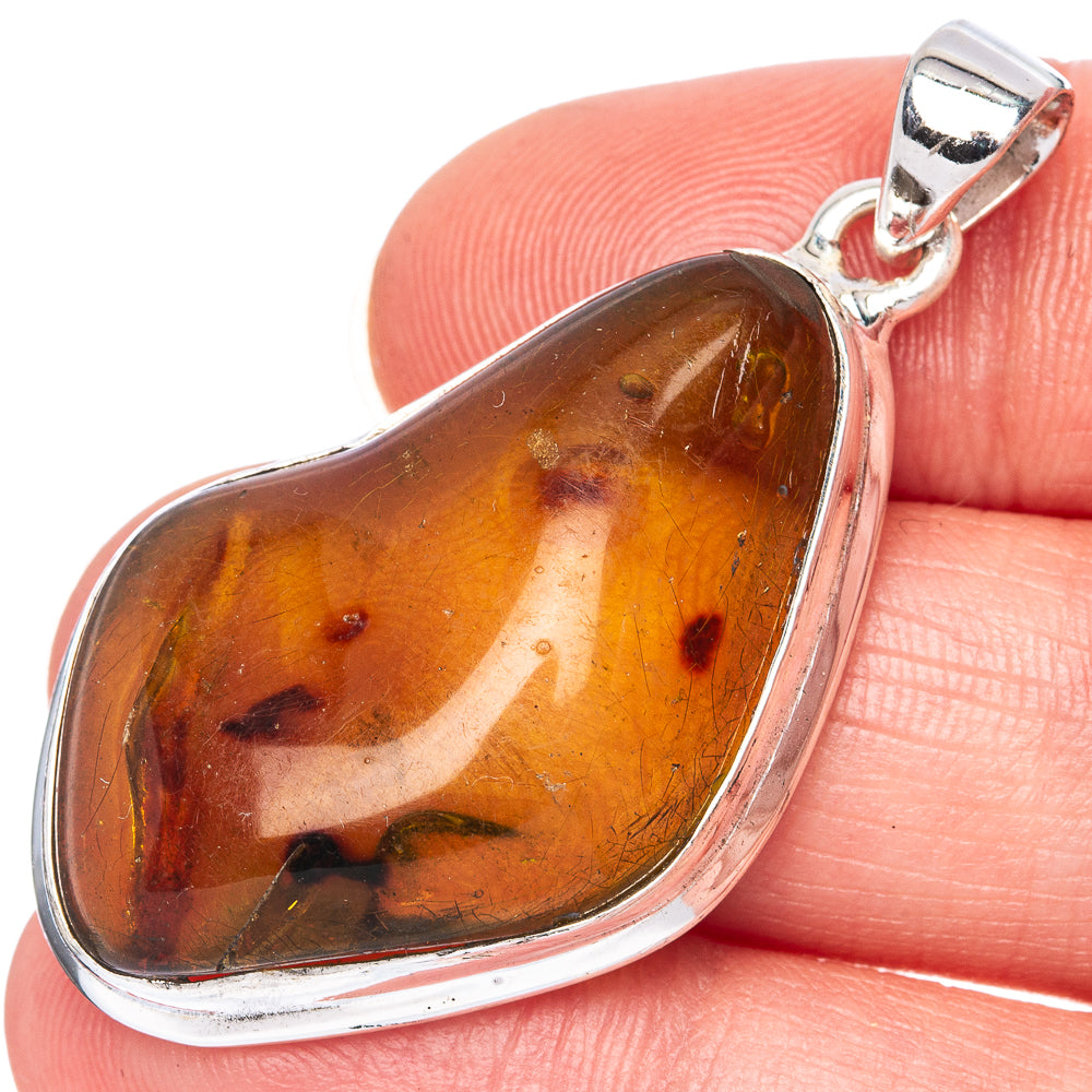 Amber Pendant 1 3/4" (925 Sterling Silver) P41316