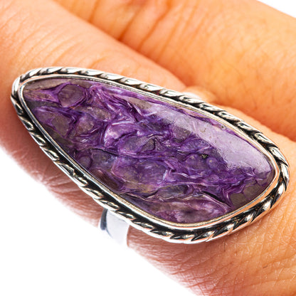 Large Charoite Ring Size 8 (925 Sterling Silver) R144209