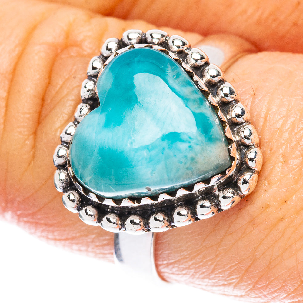 Larimar Heart 925 Sterling Silver Ring Size 8.5 Ana Co R2536
