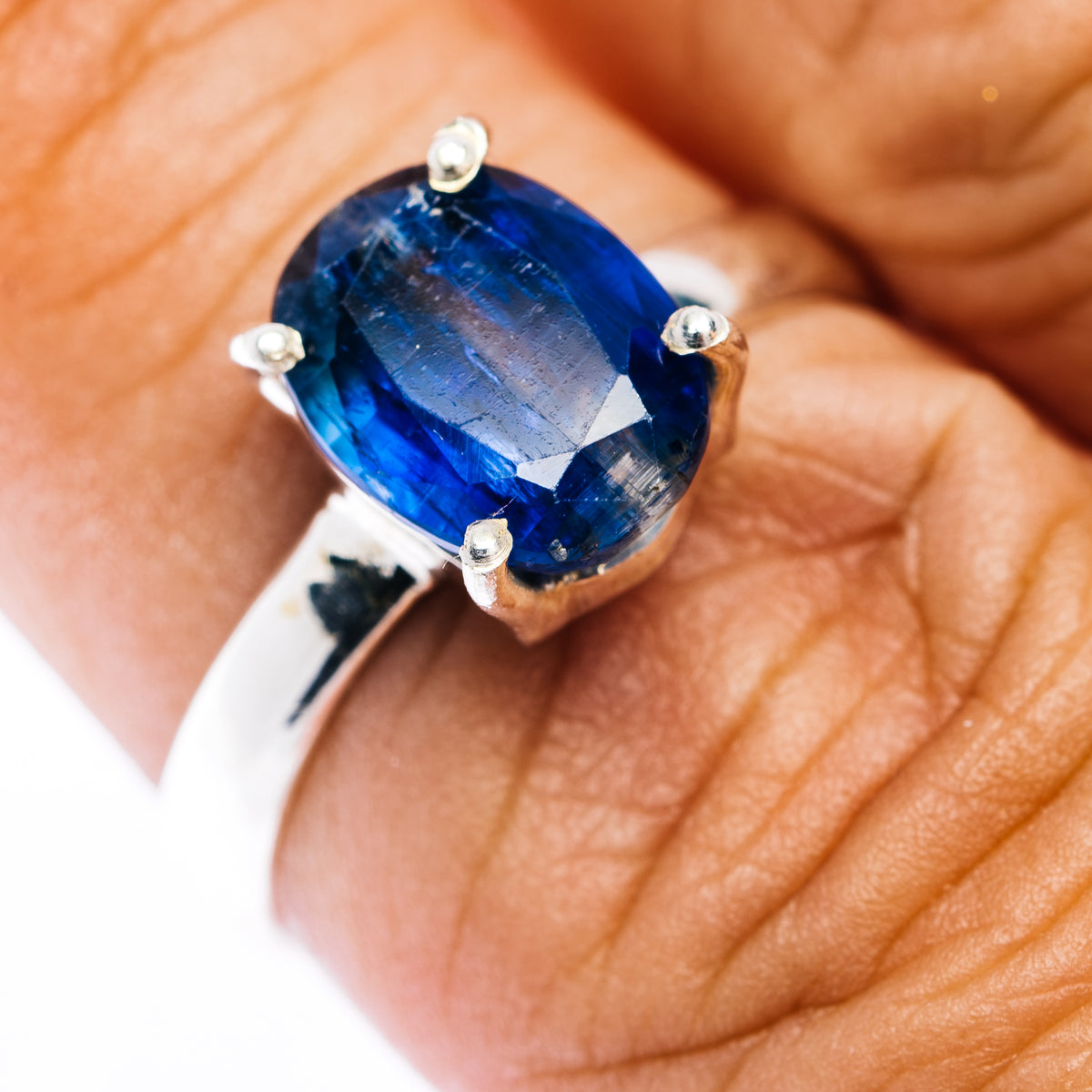 Faceted Kyanite Ring Size 7.75 (.925 Sterling Silver)