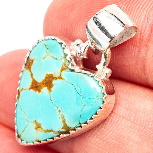 Turquoise heart pendant with .925 sterling silver bezel and bail