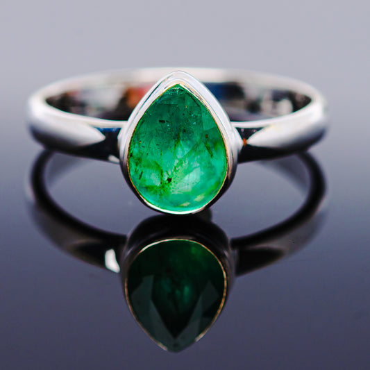 1ct Premium Zambian Emerald Ring Size 8.75 (.925 Sterling Silver)