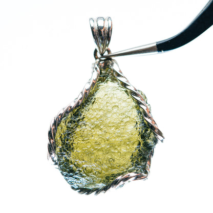 Premium AAA Czech Moldavite Pendant 1 1/2" (.925 Sterling Silver)