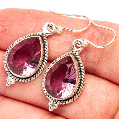 Faceted Alexandrite (Lab.) 925 Sterling Silver Earrings 1 1/2" (925 Sterling Silver) E2170