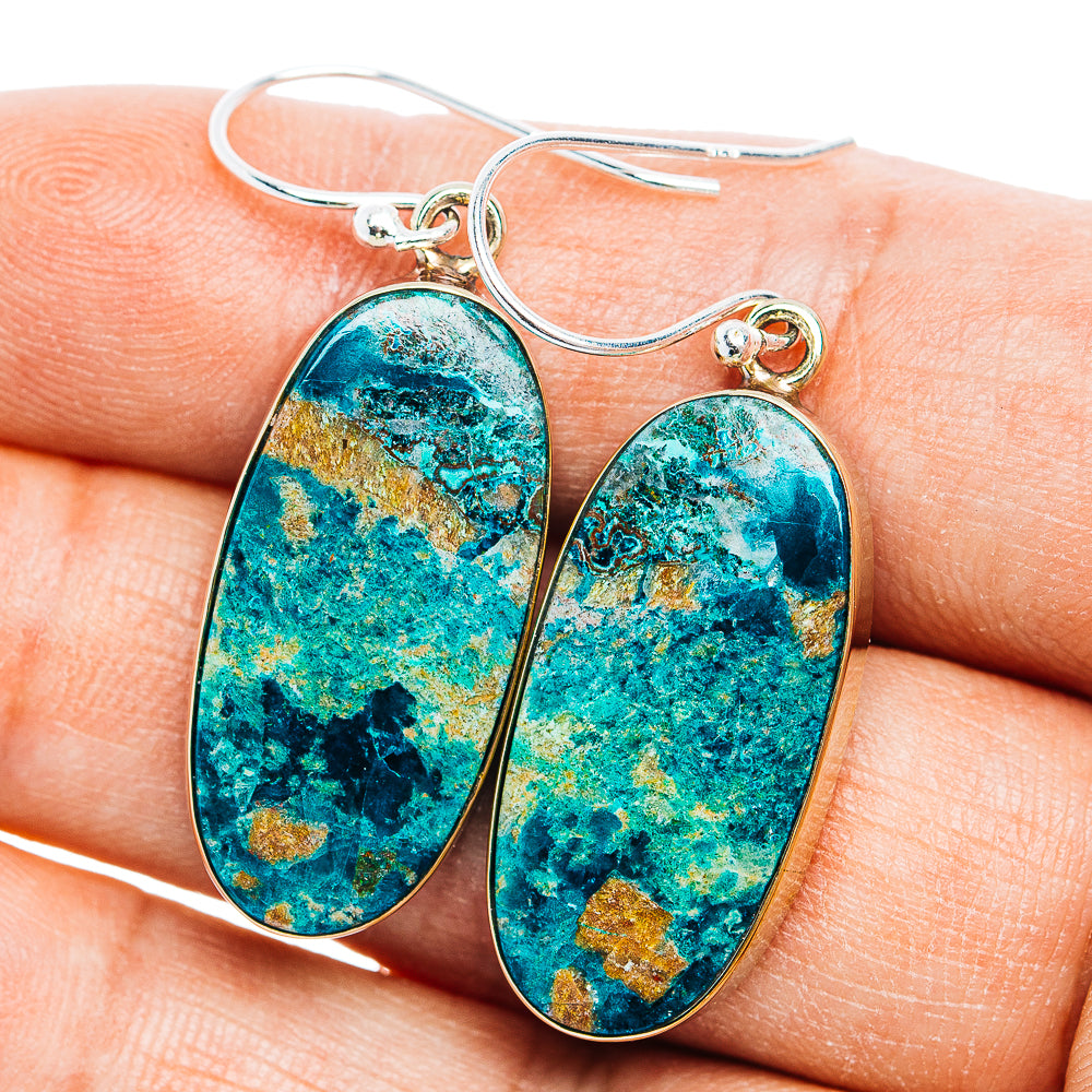 Shattuckite Earrings 1 5/8" (German Silver)