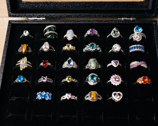 28pc 1980-1990s Vintage Jewelry Ring Lot (.925 Sterling Silver)