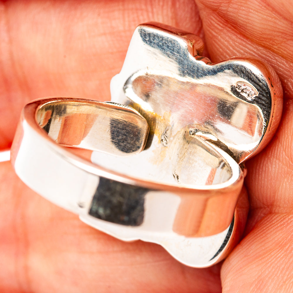 Exclusive Honey Dahlia & Mohave Turquoise Ring Size 7 Adjustable (.925 Sterling Silver)