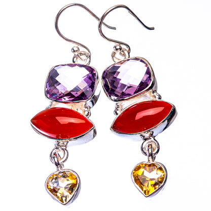 Amethyst, Carnelian, Citrine Earrings 1 7/8" (925 Sterling Silver) E432288