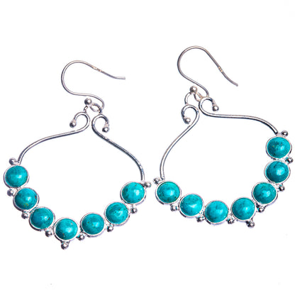 Tibetan Turquoise 925 Sterling Silver Earrings 1 7/8"