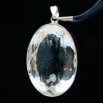 159.1ct Huge Faceted White Quartz Pendant 2" (.925 Sterling Silver)