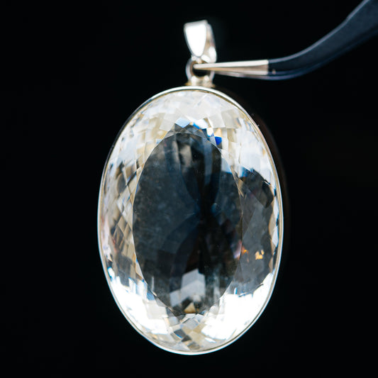 159.1ct Huge Faceted White Quartz Pendant 2" (.925 Sterling Silver)